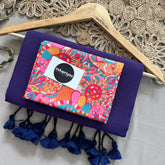 Purple Handloom Cotton Saree With  Geometric Print Blouse